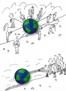 pulling the world cartoon small